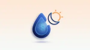 Fasting blood sugar test illustration — glucose droplet with day-night concept, HDC Medical