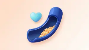 Cholesterol levels illustration — artery cross-section with lipid markers, HDC Medical